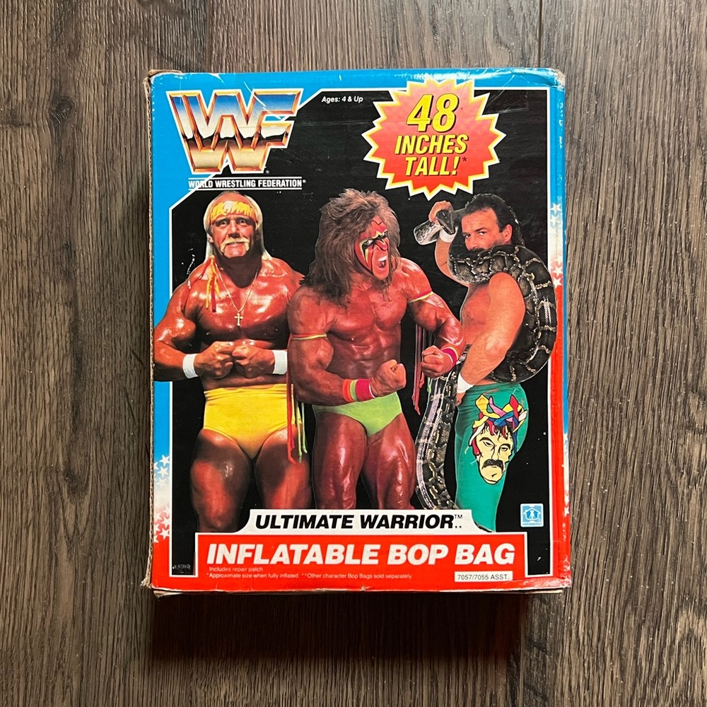 SEALED BOX, never opened. WWF Ultimate Warrior Inflatable Bop Bag.